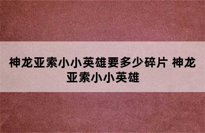 神龙亚索小小英雄要多少碎片 神龙亚索小小英雄